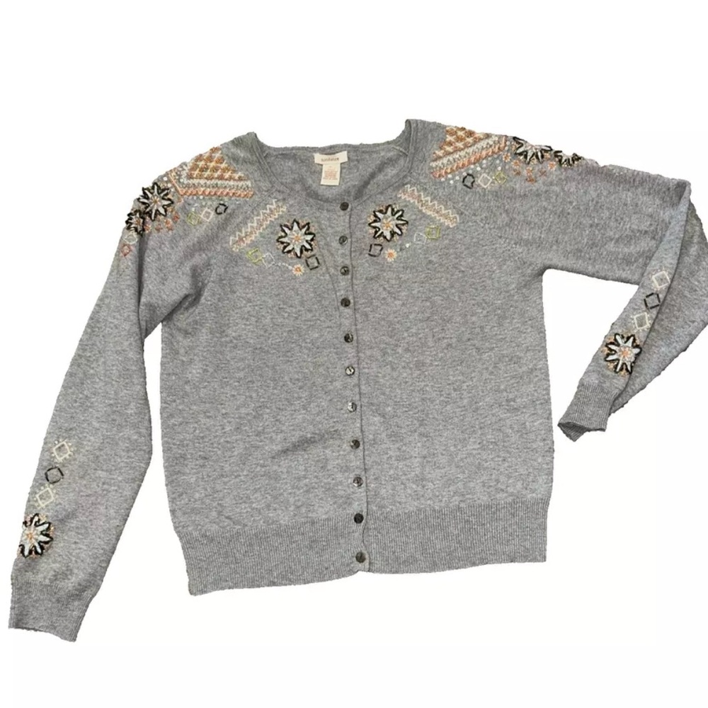 Gray Embroidered Women's Sweater